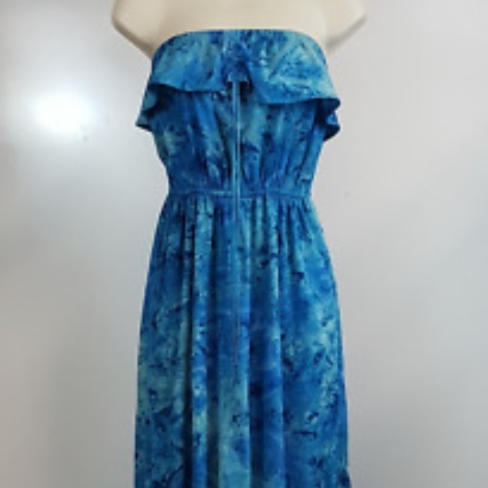 Band of Gypsies Strapless Maxi Dress Blue Purple Tie Dye Mix